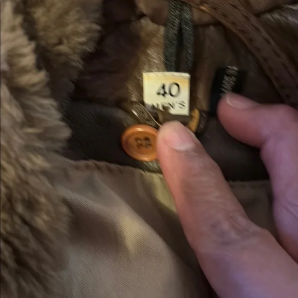 Brown Leather Bomber Jacket with Fleece Collar - Picture 10 of 16